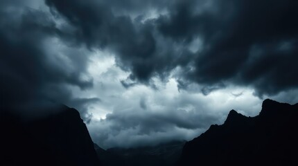 Dark Cloudy Sky Landscape Capturing the Mood Before a Storm Wallpaper Background