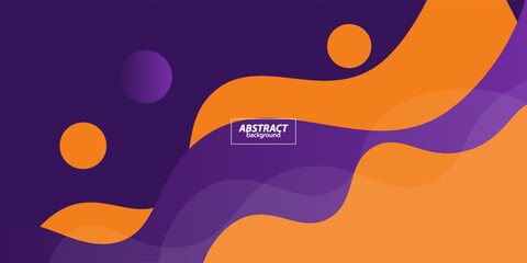 Modern orange purple geometric business banner design. Creative banner design with wave shape and line as template. Simple horizontal banner. Vector Eps10