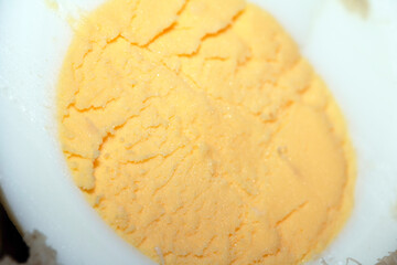 Close up of a Cut Scotch Hen Egg With Whites and Yolk Boiled