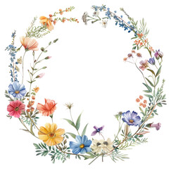 Fototapeta premium PNG Wildflower frame art embroidery graphics.