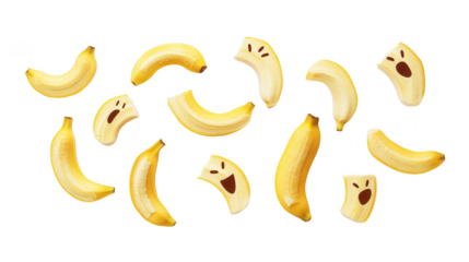 Funny April Fools’ Day Prank with Banana Peel, transparent background, isolated on white, PNG file