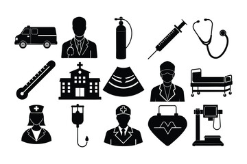 Fototapeta premium hospital icons vector illustration bundle 