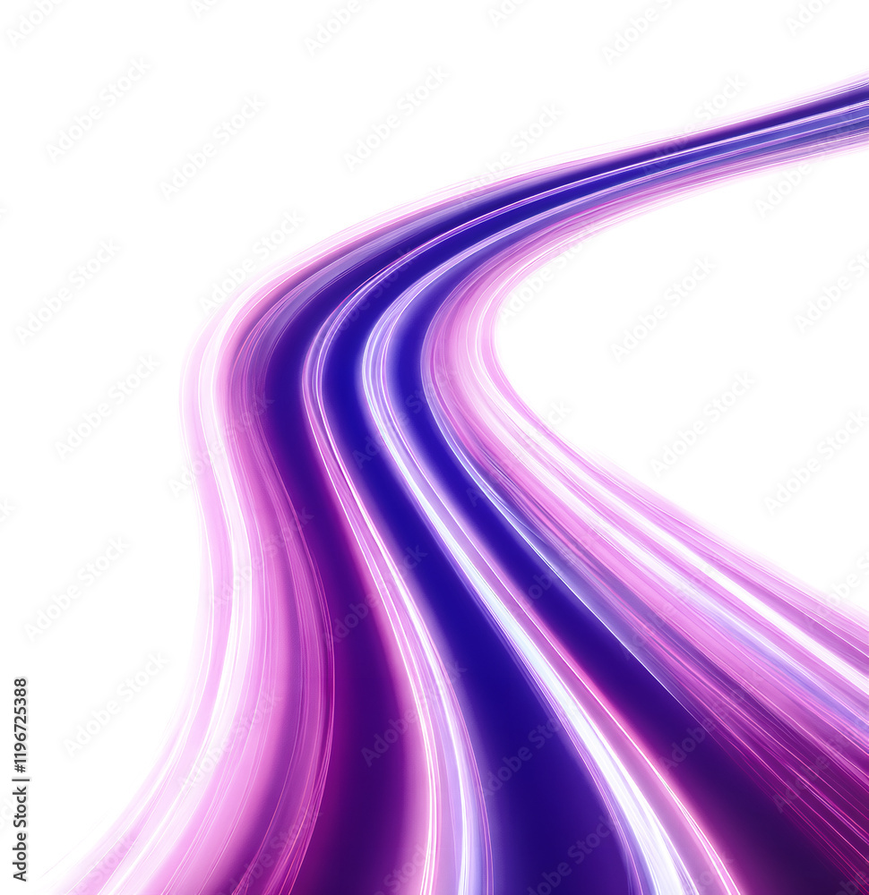 Poster abstract neon rays of light on a transparent background in png format. purple speeds on the expressw