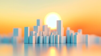 Fototapeta premium Futuristic Skyline of a Smart City with Innovative 3D Illustrated Architecture