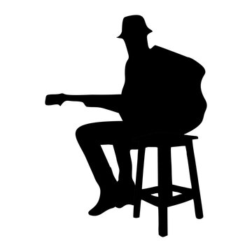 recommend clip art: silhouette of a person playing guitar while sitting