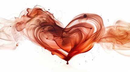 Fototapeta premium Heart-shaped chocolate liquid on a white background