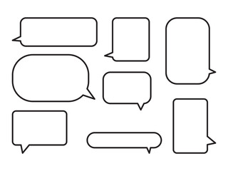 blank chat bubble Outlined icon set. Set of speech bubbles. Conversation chat icon, element of communication label, information chat bubble, and text message balloon template.
