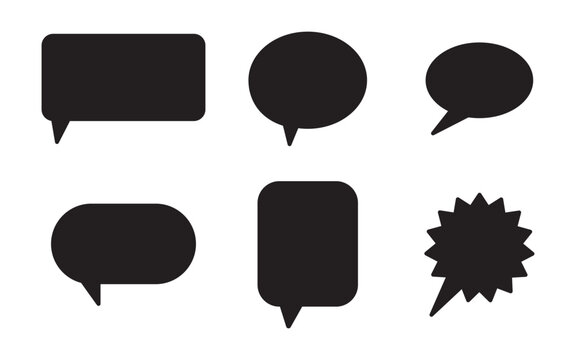 Black speech bubble collection. Speech bubble comic. Set of speech bubble. dialogue box silhouette vector set.