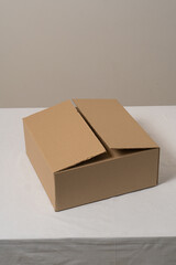 Corrugated cardboard box on a light background