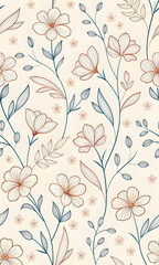 Seamless floral pattern with flowers and leaves for vintage textile design