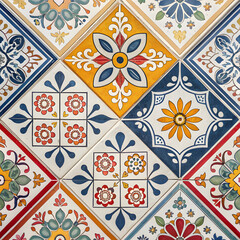 Vintage Thai floral tile pattern seamless design