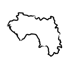 Guinea country simplified map. pencil sketch