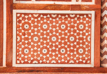 Detail of decoration and on the wall of Itmad-Ud-Daulah's tomb, Agra, Uttar Pradesh, India.