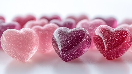 Fototapeta premium Pink, purple heart candies, close-up, studio, Valentine's