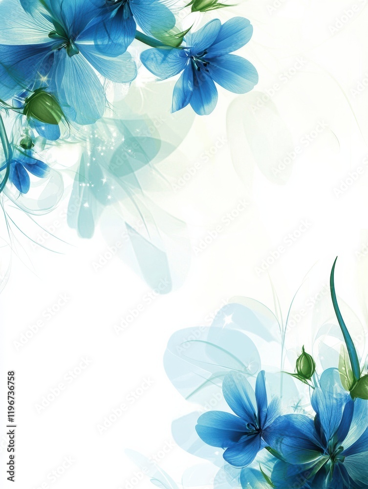 Aufkleber Elegant blue floral design with ample copy space for creative text placement and mock up presentations. Generative AI