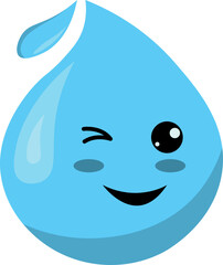 Cute Water Drop Character Decoration For Templet Element Design