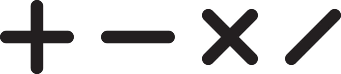 Vector mathematical signs addition, subtraction, multiplication and division. Concept: Education, educational, mathematics.