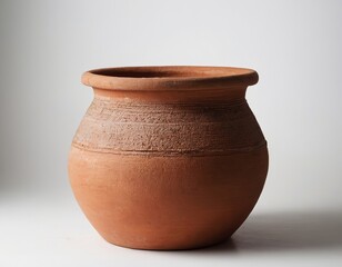 Traditional clay pot showcasing earthy tones and a rustic design.