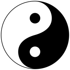 Yin and Yang symbol, representing balance and harmony. Classic design with black and white.