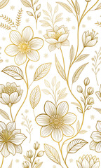Floral Seamless Pattern with Vintage Decor and Nature Elements