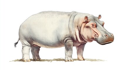 Obraz premium Realistic Illustration of a Hippopotamus