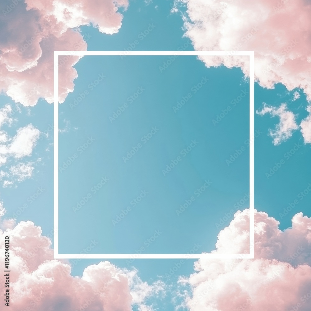 Aufkleber bright sky with fluffy clouds and blank space for text or designs, perfect for creative projects or 