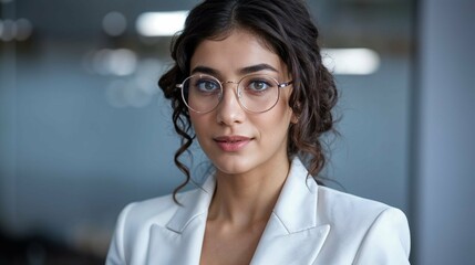 Fototapeta premium Portrait of a smiling businesswoman, a professional and confident woman in suit