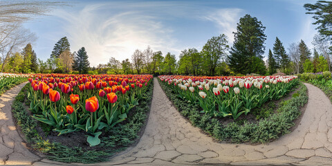 Obraz premium Colorful tulip garden in springtime bloom