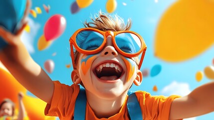 Bright and Festive Carnival Scene of Children Celebrating with Joy and Togetherness