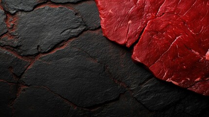 Fresh Raw Meat on Slate Background