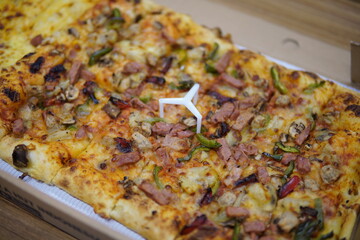 a pizza on the table
