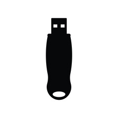 USB flash drive black and white flat vector icon and glyph design