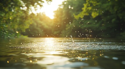 Fototapeta premium Rippling Water in Vibrant Nature