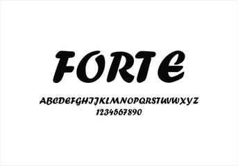 Forte font for logo and headline. Isolated vector typeset
