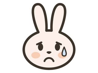 困り果てた表情のかわいいうさぎさんの顔アイコンイラスト