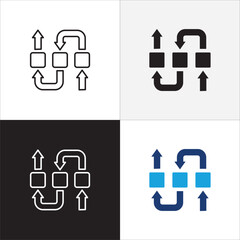 Business improvement process icon. Business progress management symbol. Icon that represent of development, setting, increase, grow up, program, production step. Vector stock illustration