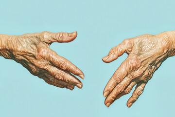 Fototapeta premium A poignant image of a pair of elderly hands, showcasing the physical signs of aging.