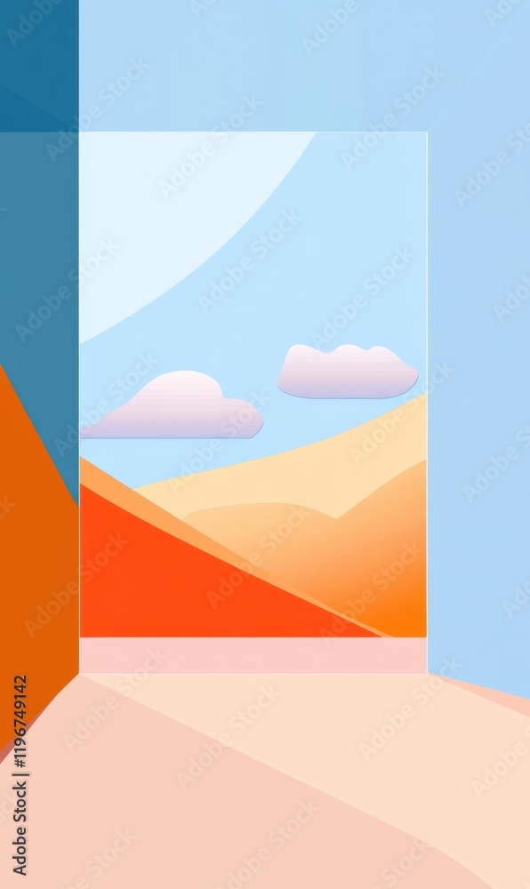 Aufkleber Creative space with colorful background and open view to skies and hills during daytime suitable for text placement. Generative AI