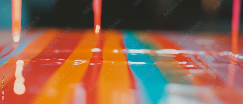 Poster colorful crayon drip art on a vertical surface creating vibrant streaks and patterns