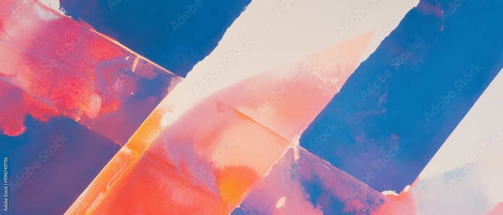 Poster Exploring crayon resist technique with watercolor wash and vibrant white shapes in an artistic composition