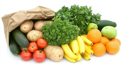 Fresh Produce in Brown Paper Bag - Healthy Eating Concept