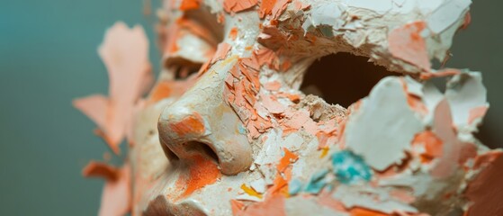 Intricate sculpture crafted with clay and vibrant crayon shavings for artistic expression