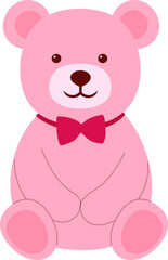 Valentine's Day cute Pink little teddy bear flat vector.
For celebrating Valentine's Day, wedding or birthday.
Valentine's Day icon element Isolated.