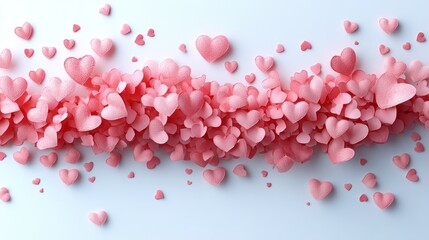 Pink hearts flowing, white background, Valentine's, web banner