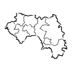Guinea country simplified map. pencil sketch