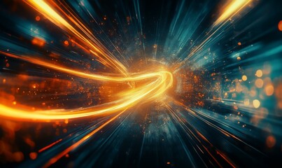 Abstract futuristic background with blurry glowing wave and neon lines. Spiritual energy concept, digital fantastic wallpaper