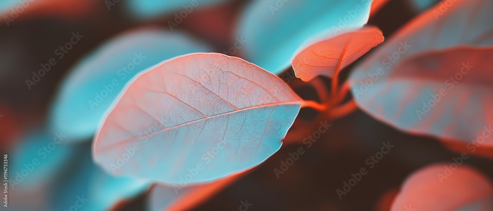 Poster beautiful delicate leaves showcasing intricate veins and vibrant colors in a natural setting