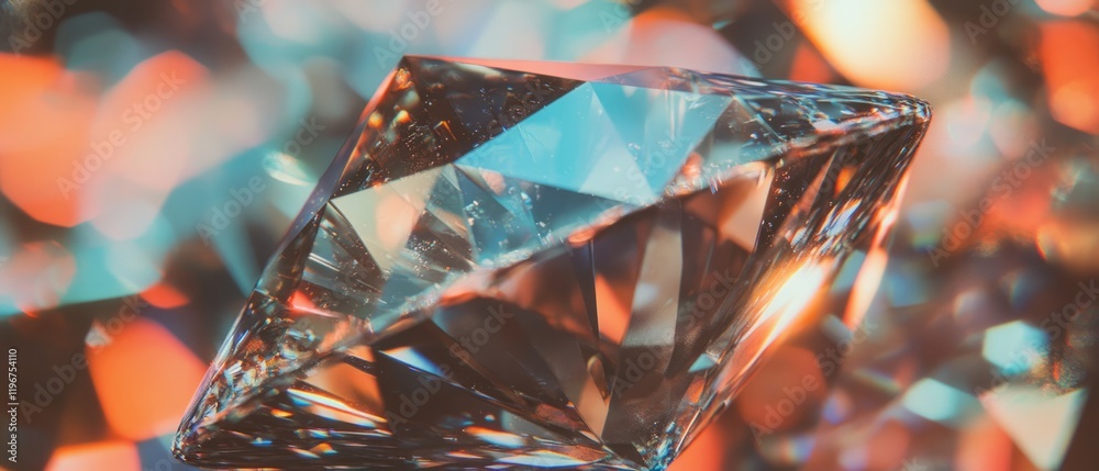 Poster sparkling diamond displaying intricate facets and radiant reflections in various colors