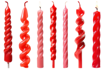 PNG Colorful spiral decorative candles variety, element set on transparent background