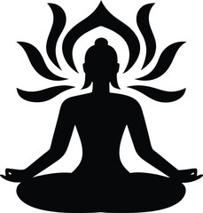 silhouette vector illustration of person in yoga position